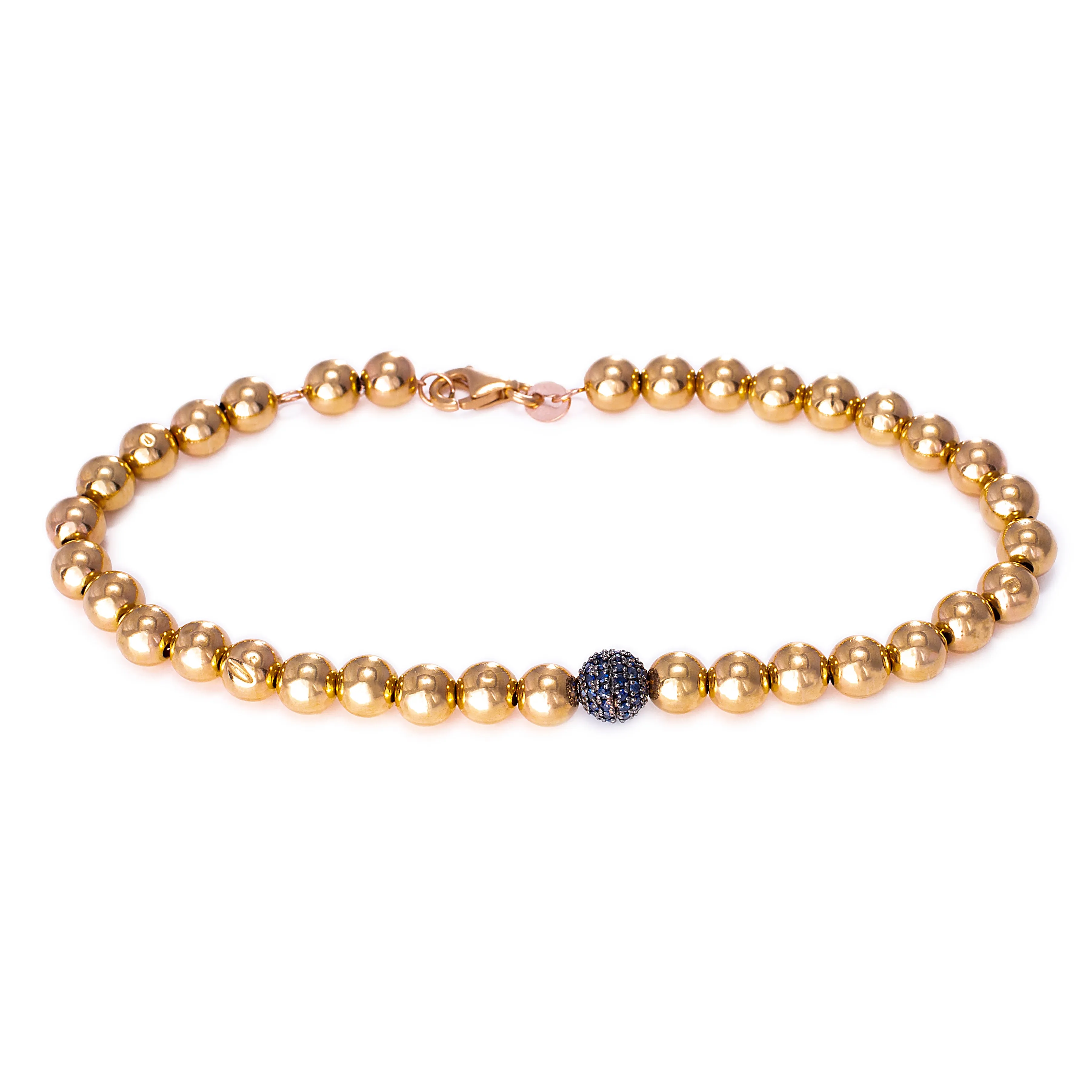 Gold & Black Diamonds Ball Bracelet