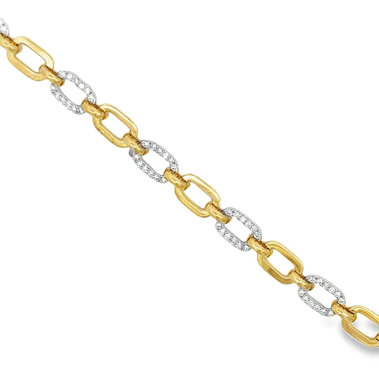 Gold and Diamond Link Bracelet, 14Kt