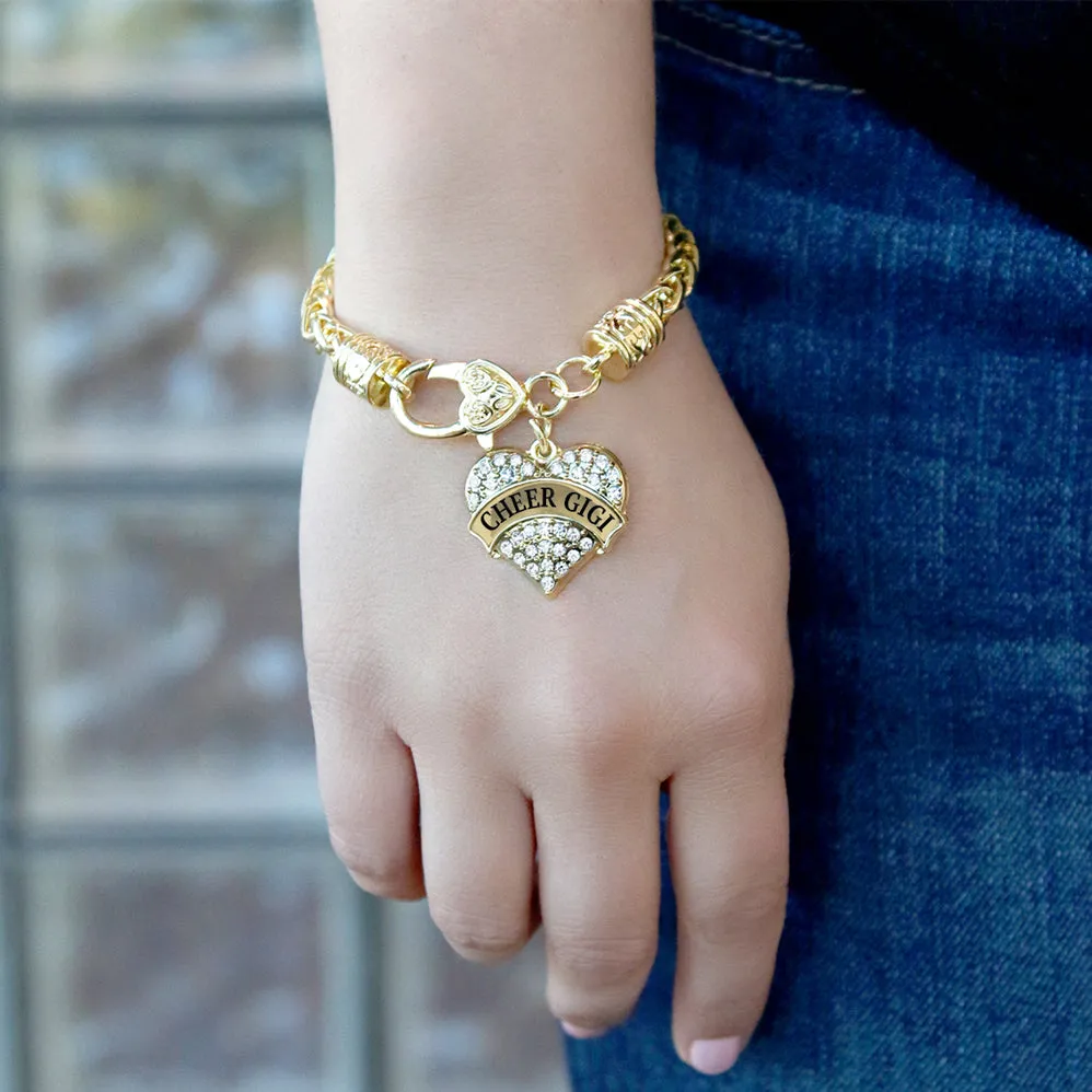 Gold Cheer Gigi Pave Heart Charm Braided Bracelet