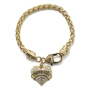 Gold Cheer Gigi Pave Heart Charm Braided Bracelet