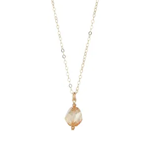 Gold Filled Golden Shadow Diamond Crystal Pendant Necklace