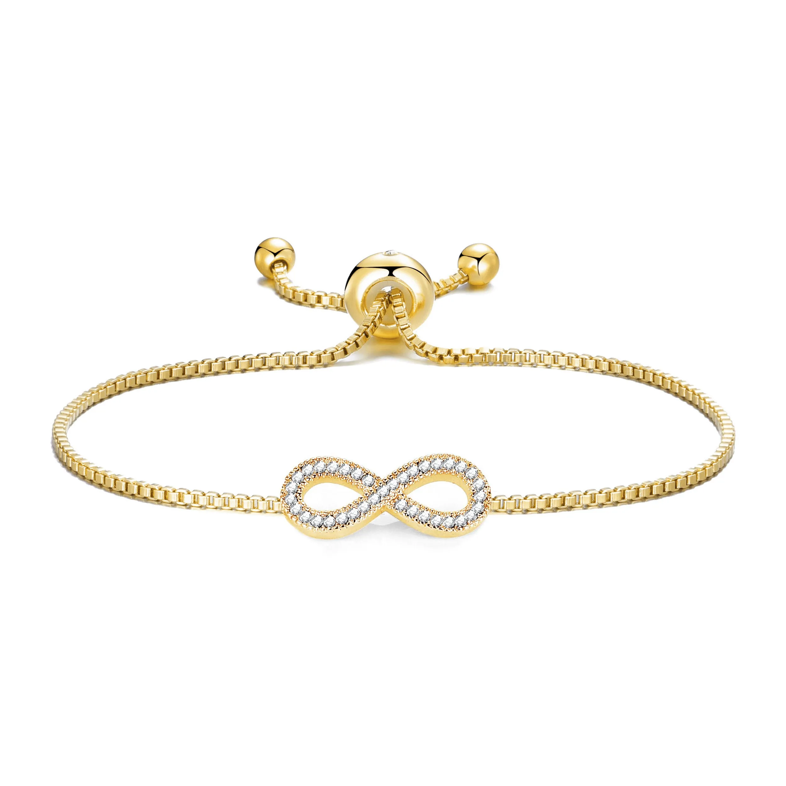 Gold Plated Infinity Friendship Bracelet Created with Zircondia® Crystals