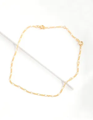 Gold Plated Sterling Silver Figaro Chain Bracelet Anklet