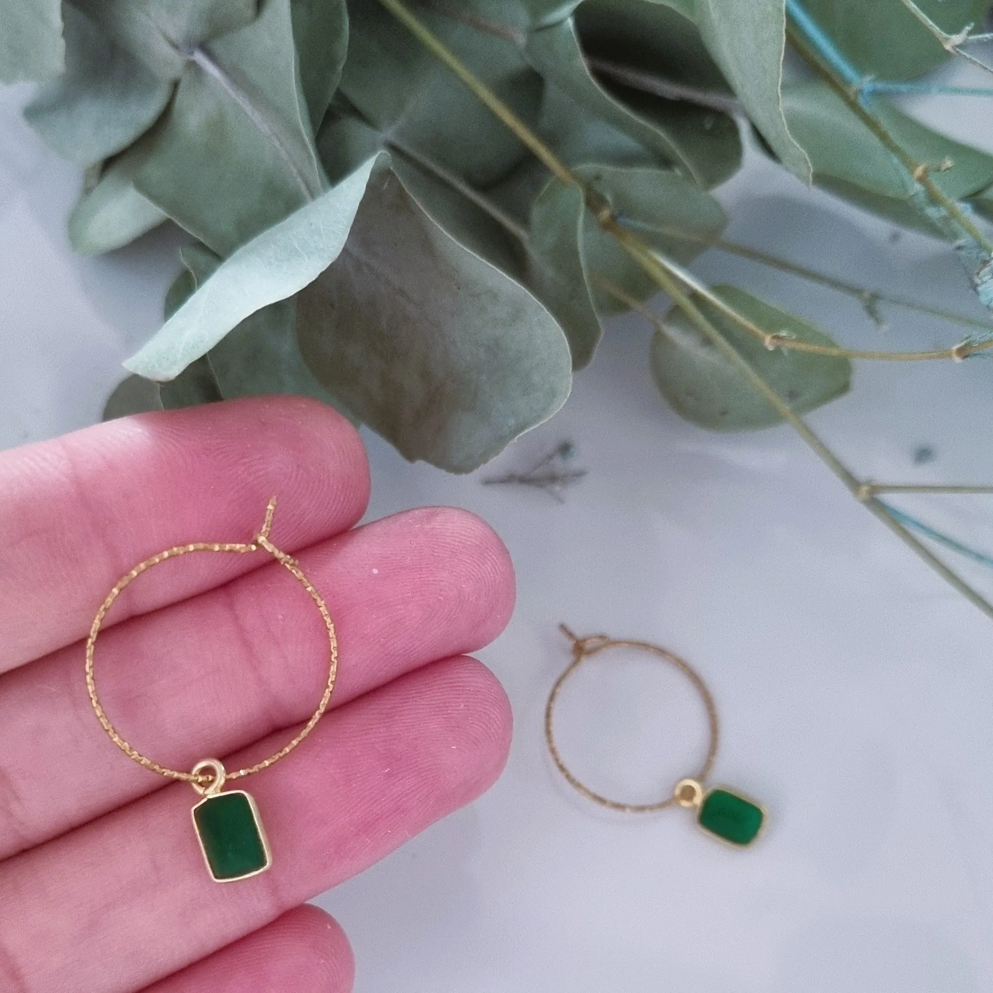 Green onyx earrings