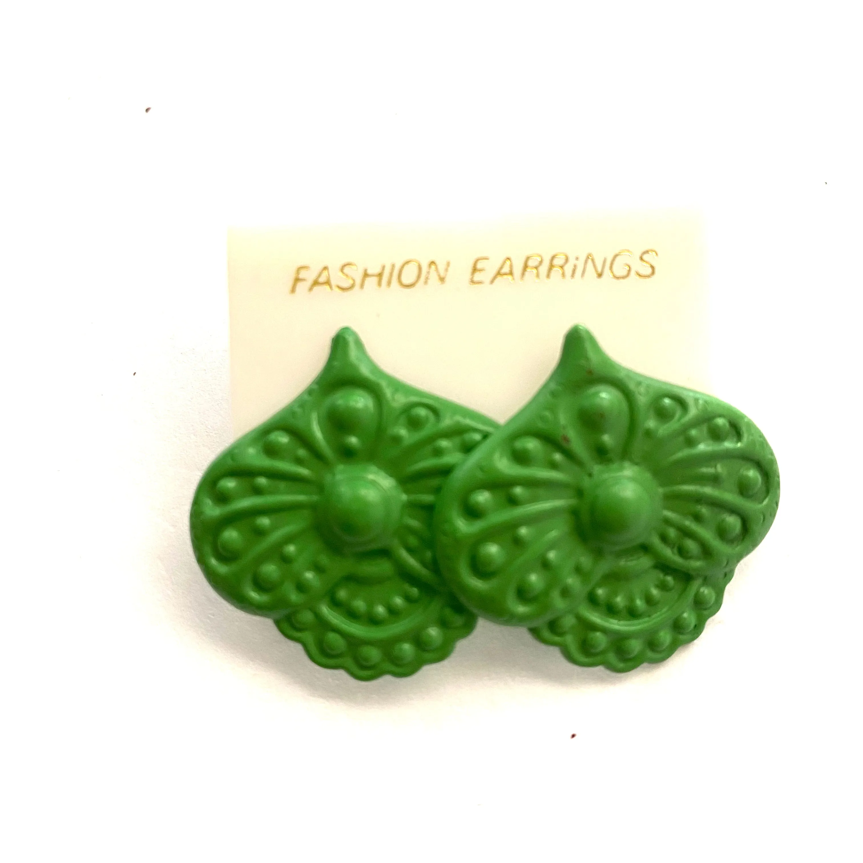 Green Spade Stud Earrings- Kooky Deadstock Earrings *Final Sale