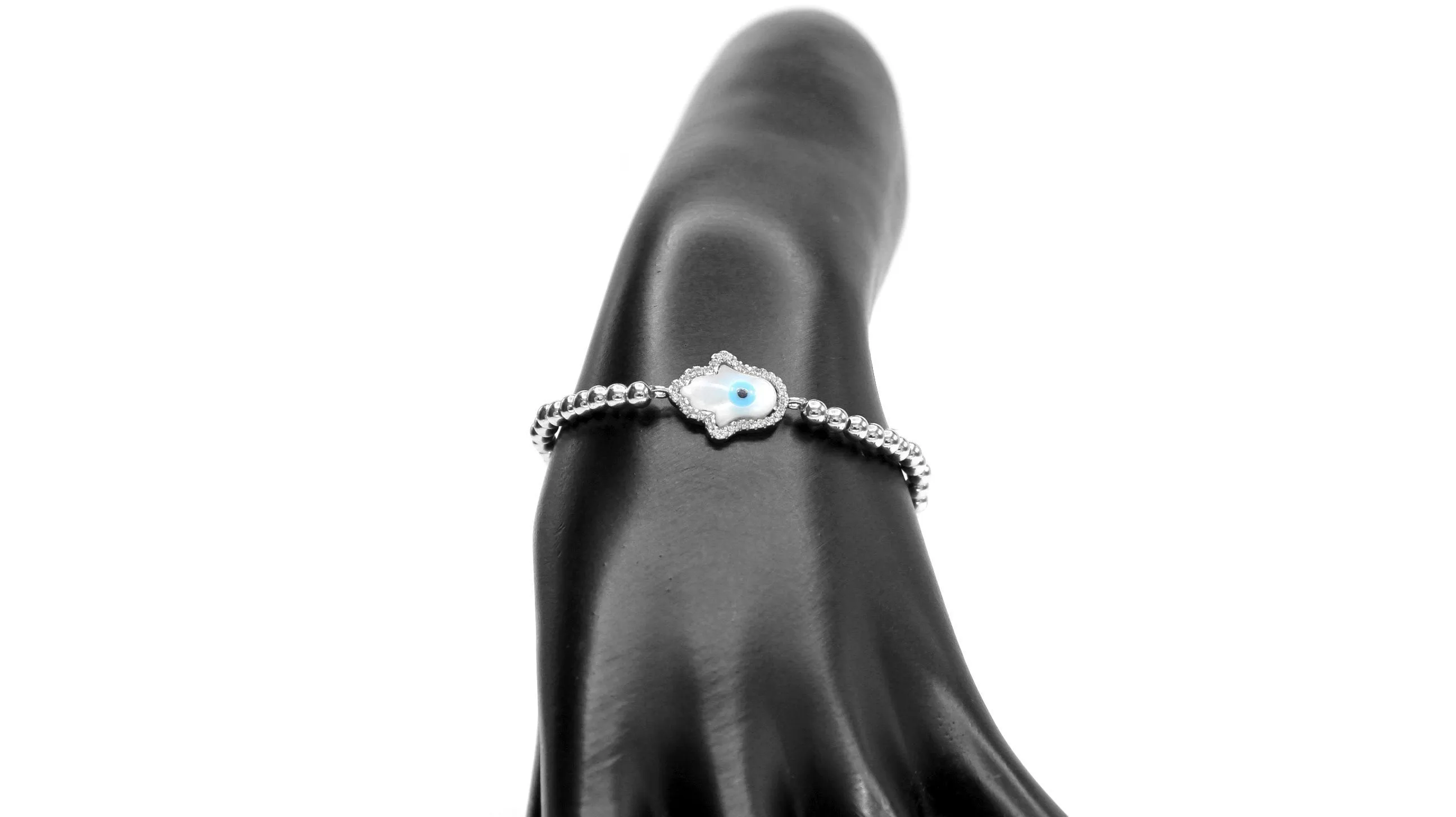 Hamsa Evil Eye Charm Bracelet CZ