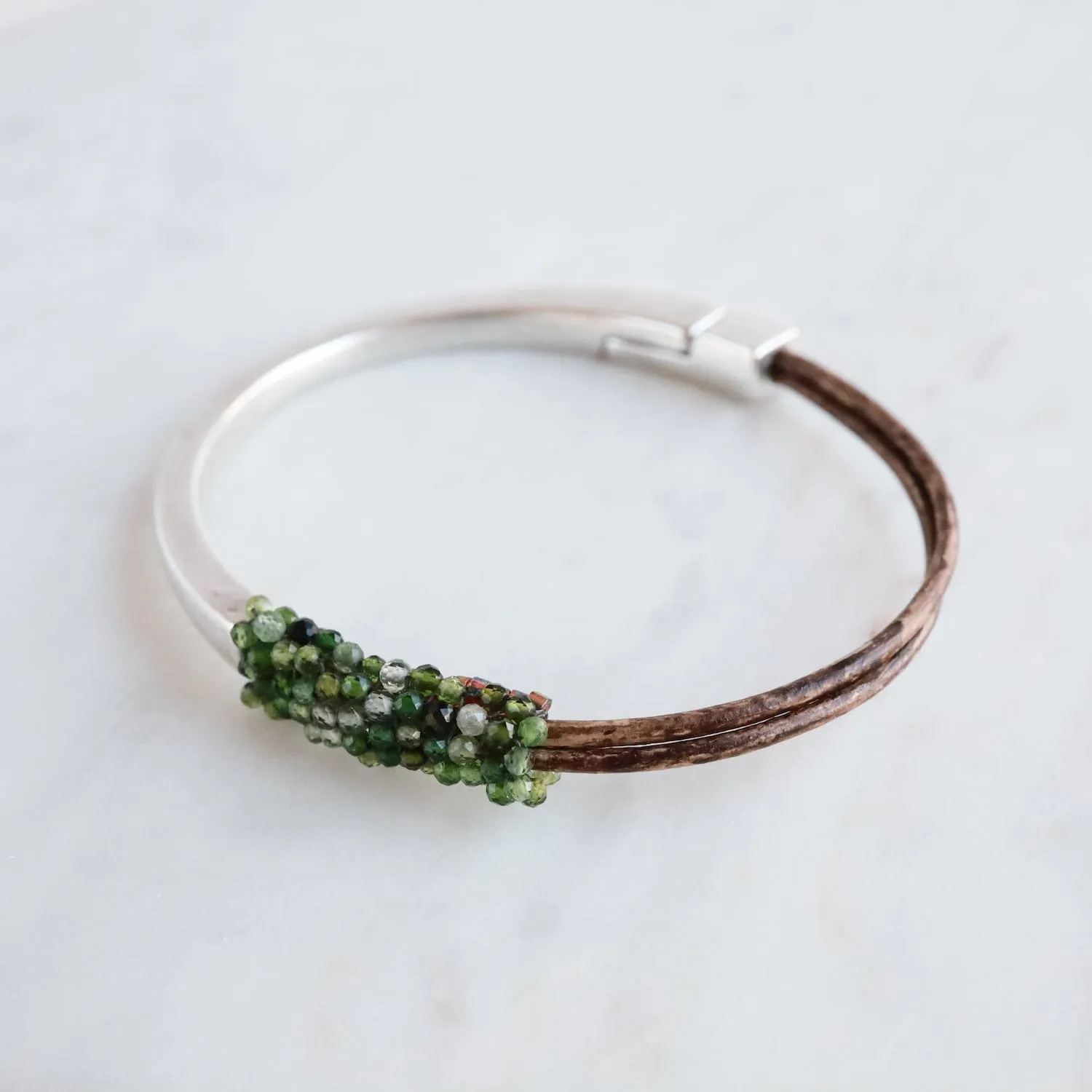 Hand Stitched Tiny Green Topaz Bracelet