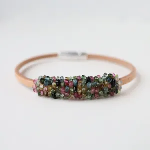 Hand Stitched Tiny Watermelon Tourmaline Bracelet