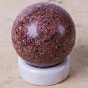 Handcrafted Rhodochrosite Gemstone Sphere and Stand - Red Planet | NOVICA