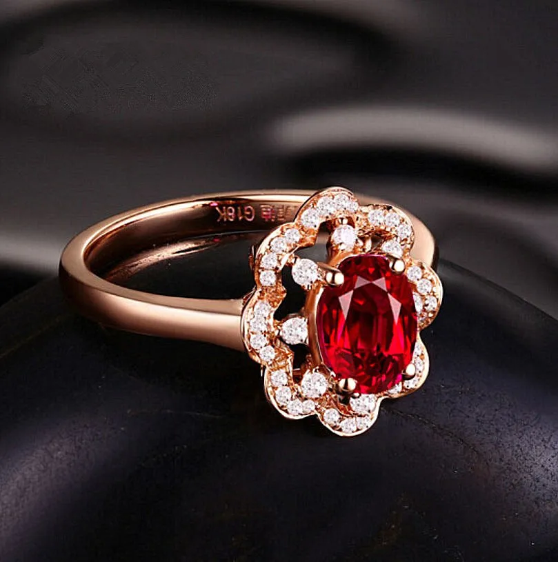 Hot silver  engagement  high-end ruby ring rose gold  jewelry