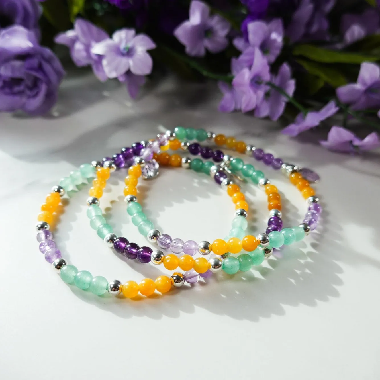 King Cake Signature Gemstone Stretch Bracelet