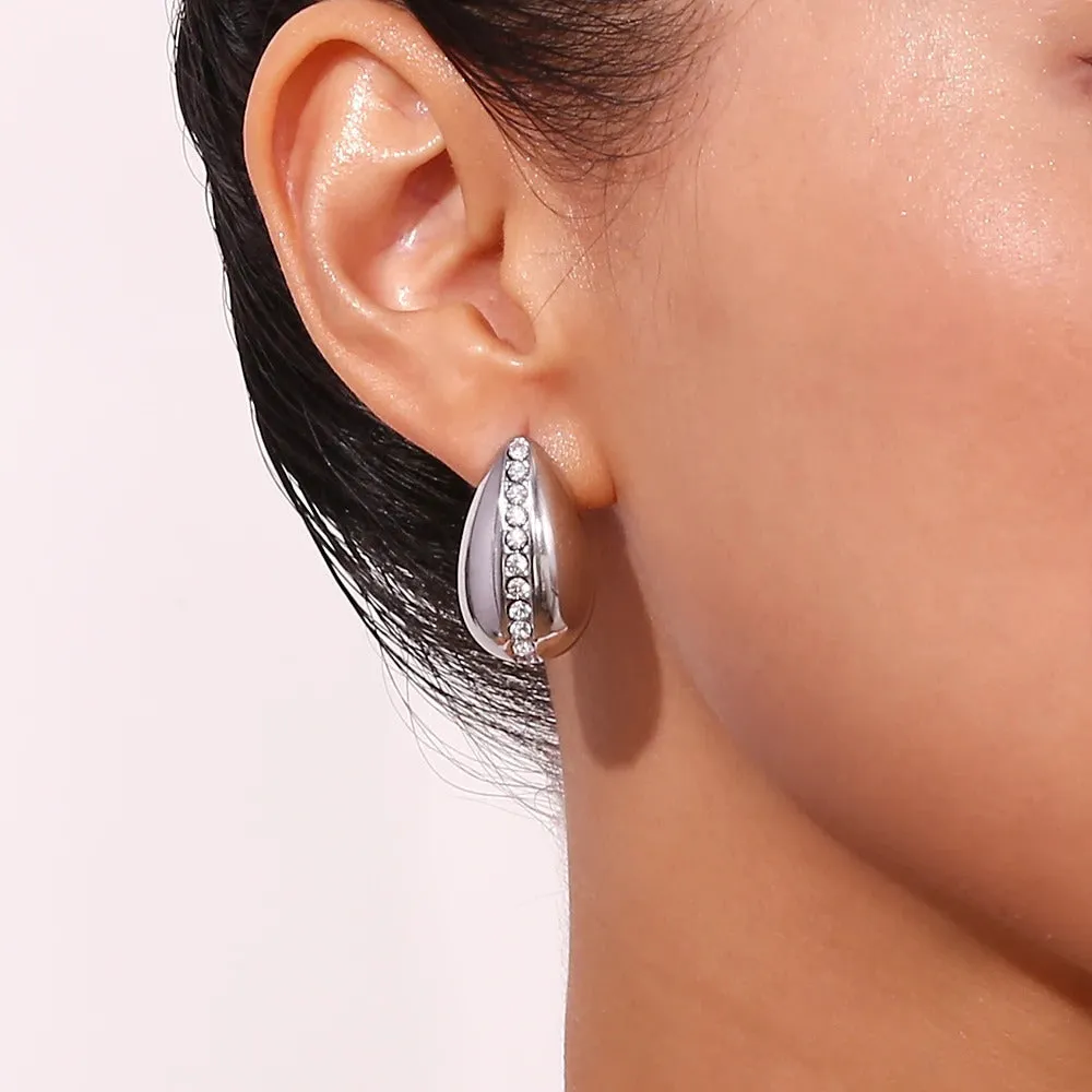 Kylie Bezel CZ Chunky Dome Drop Earring