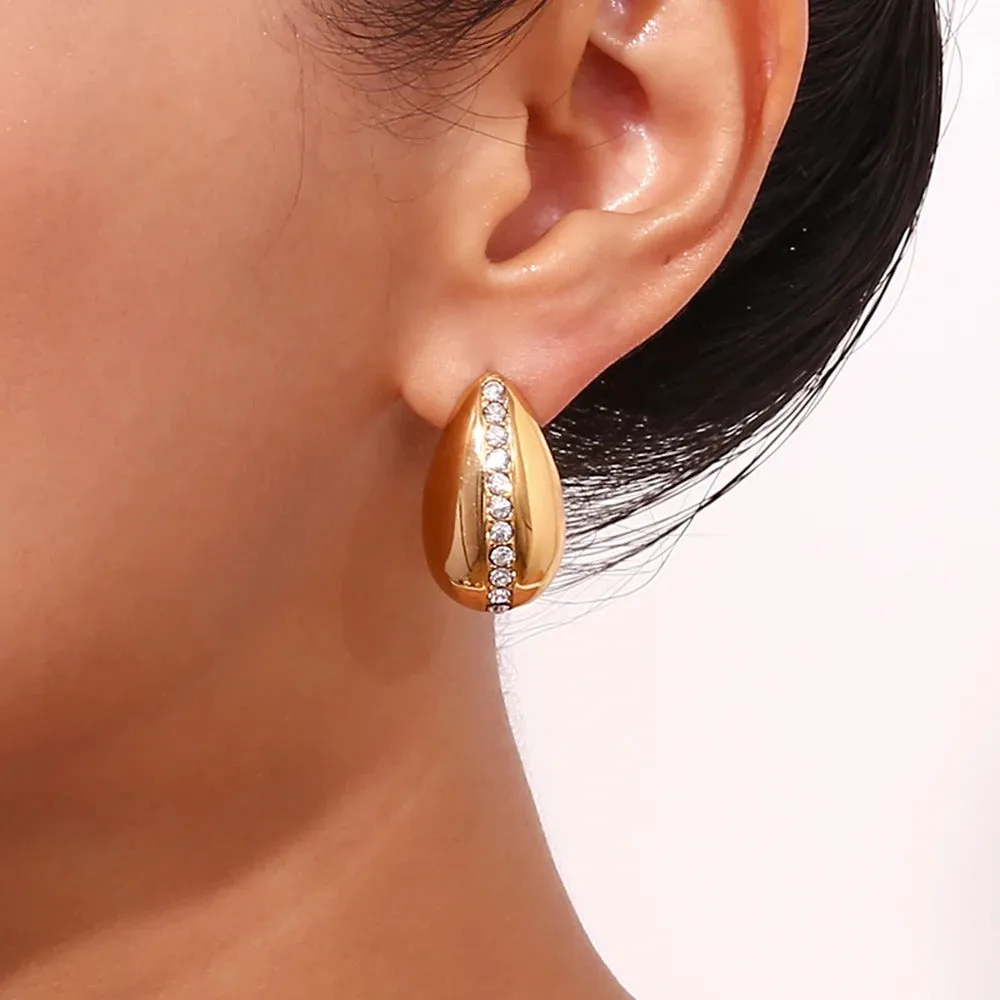 Kylie Bezel CZ Chunky Dome Drop Earring