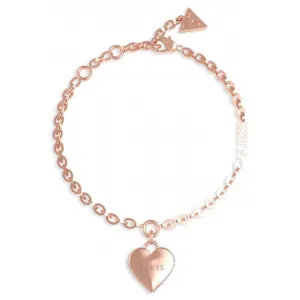 Ladies Rose Gold Plated Fine Chain 14mm Heart Bracelet UBB02229RGL