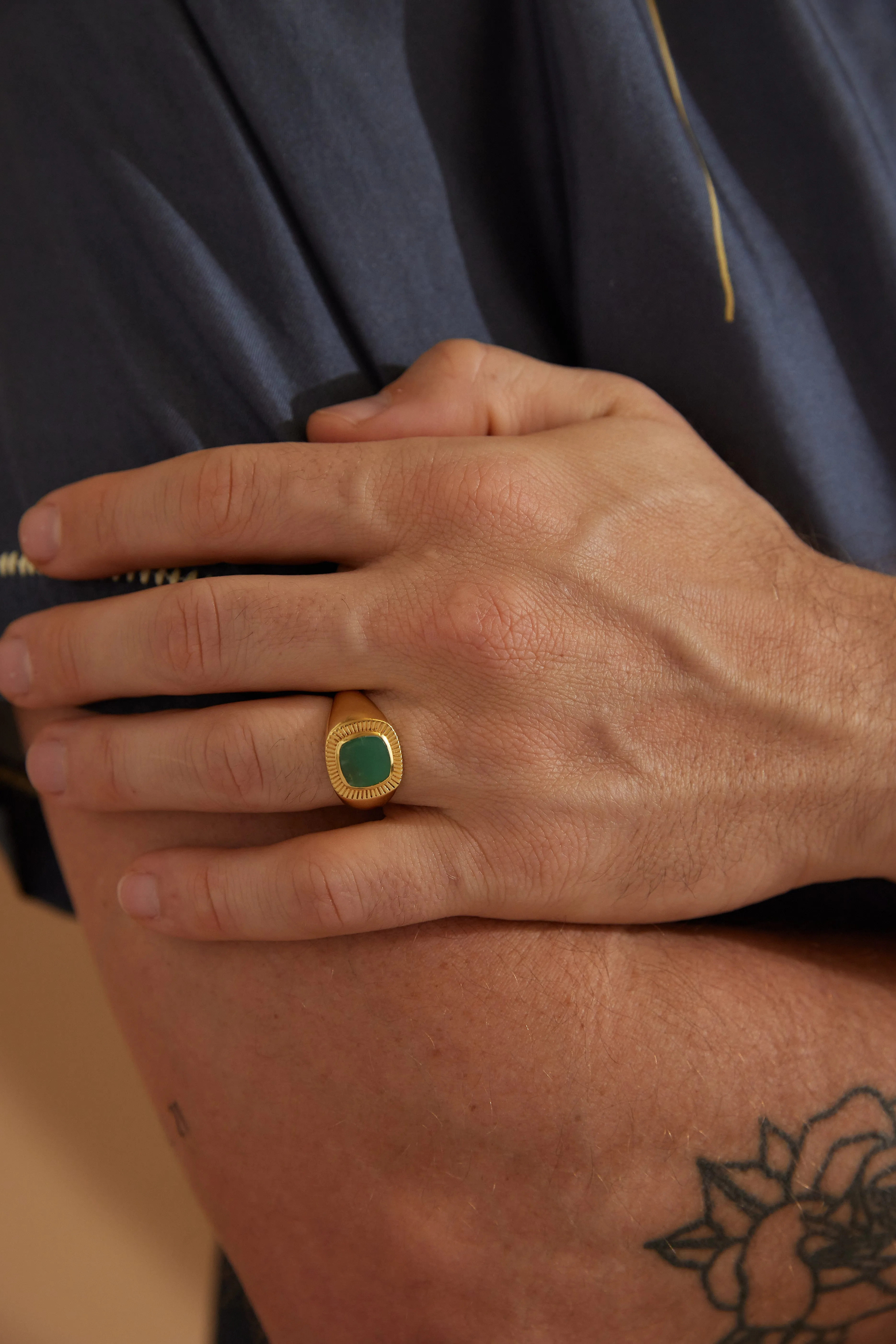 Lennox Green Onyx Gold Ring