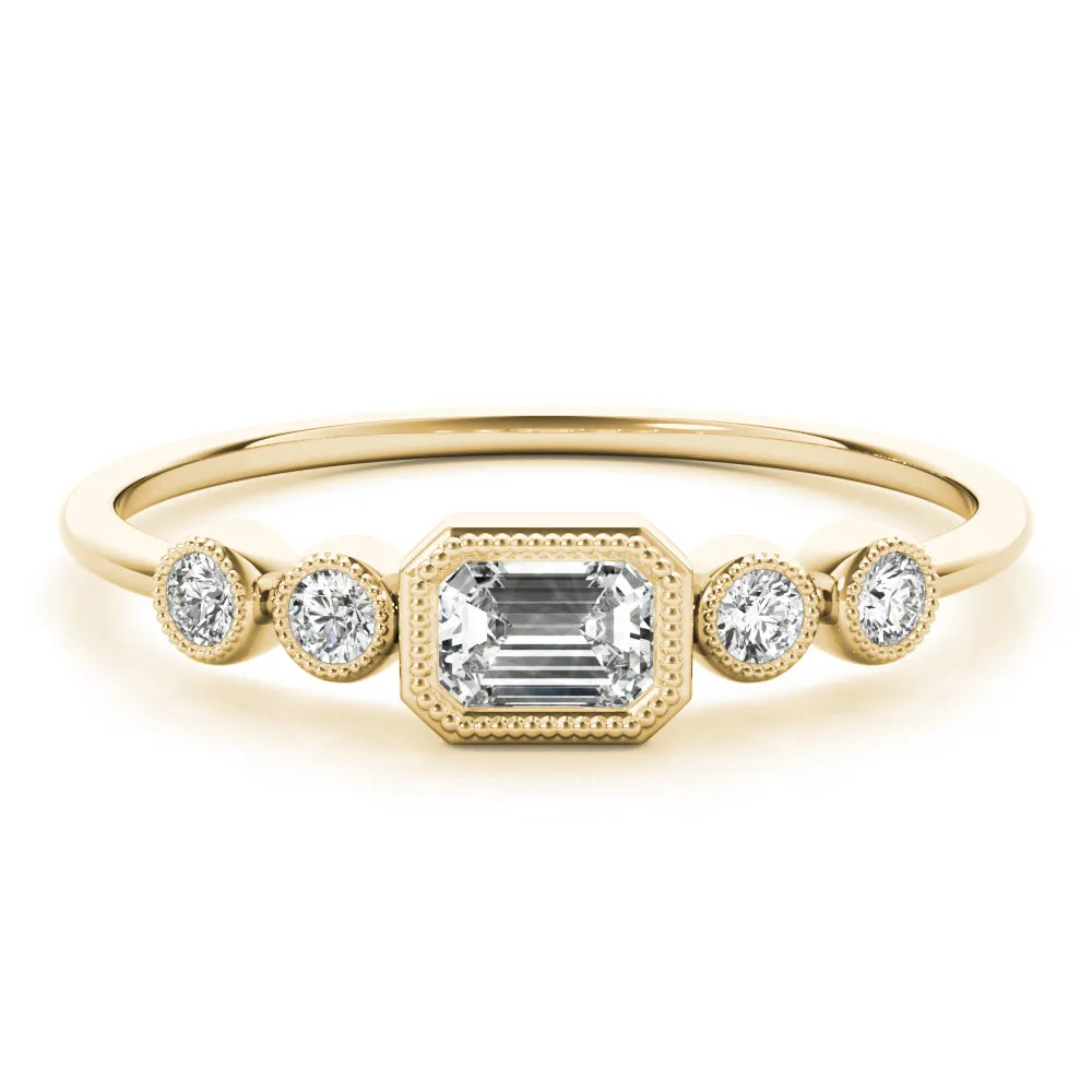 Louisa Emerald Cut Milgrain Diamond Ring