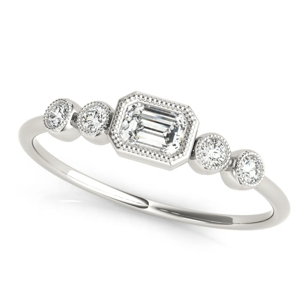 Louisa Emerald Cut Milgrain Diamond Ring