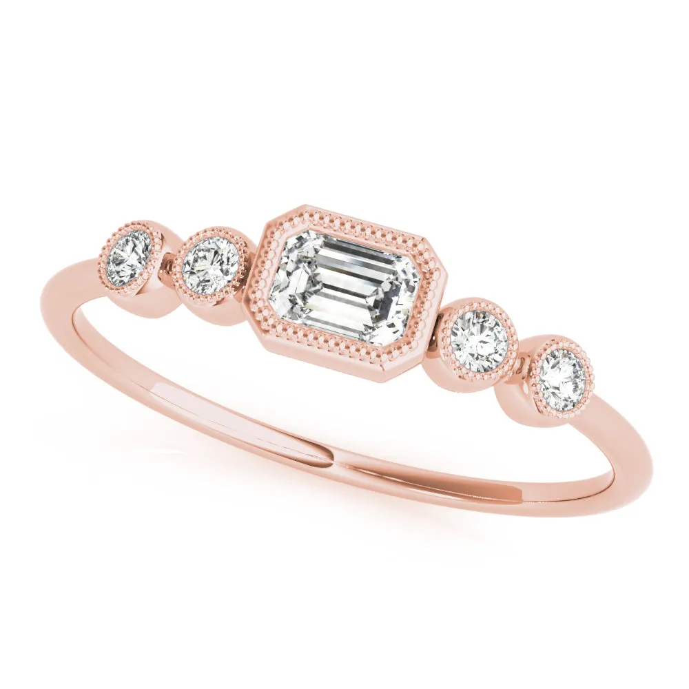 Louisa Emerald Cut Milgrain Diamond Ring