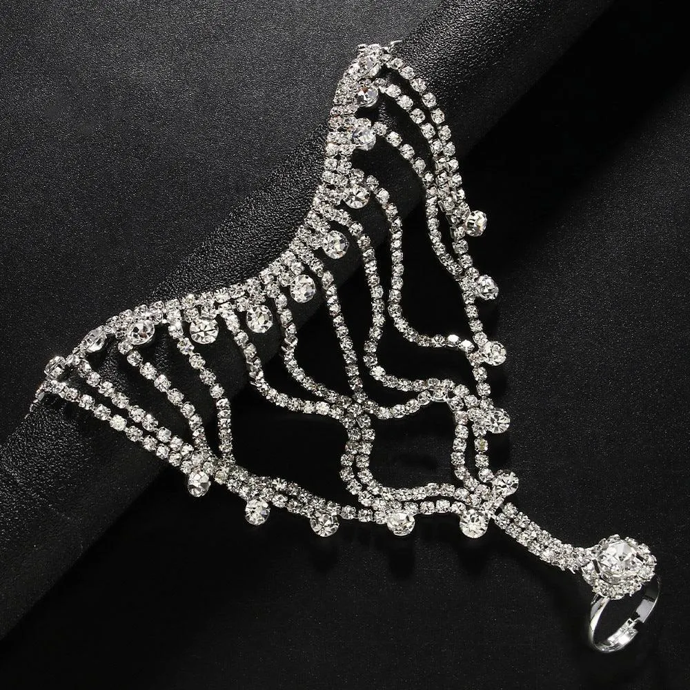 MAC118 Full Diamond  Light Luxury Tassel Ring Bracelet