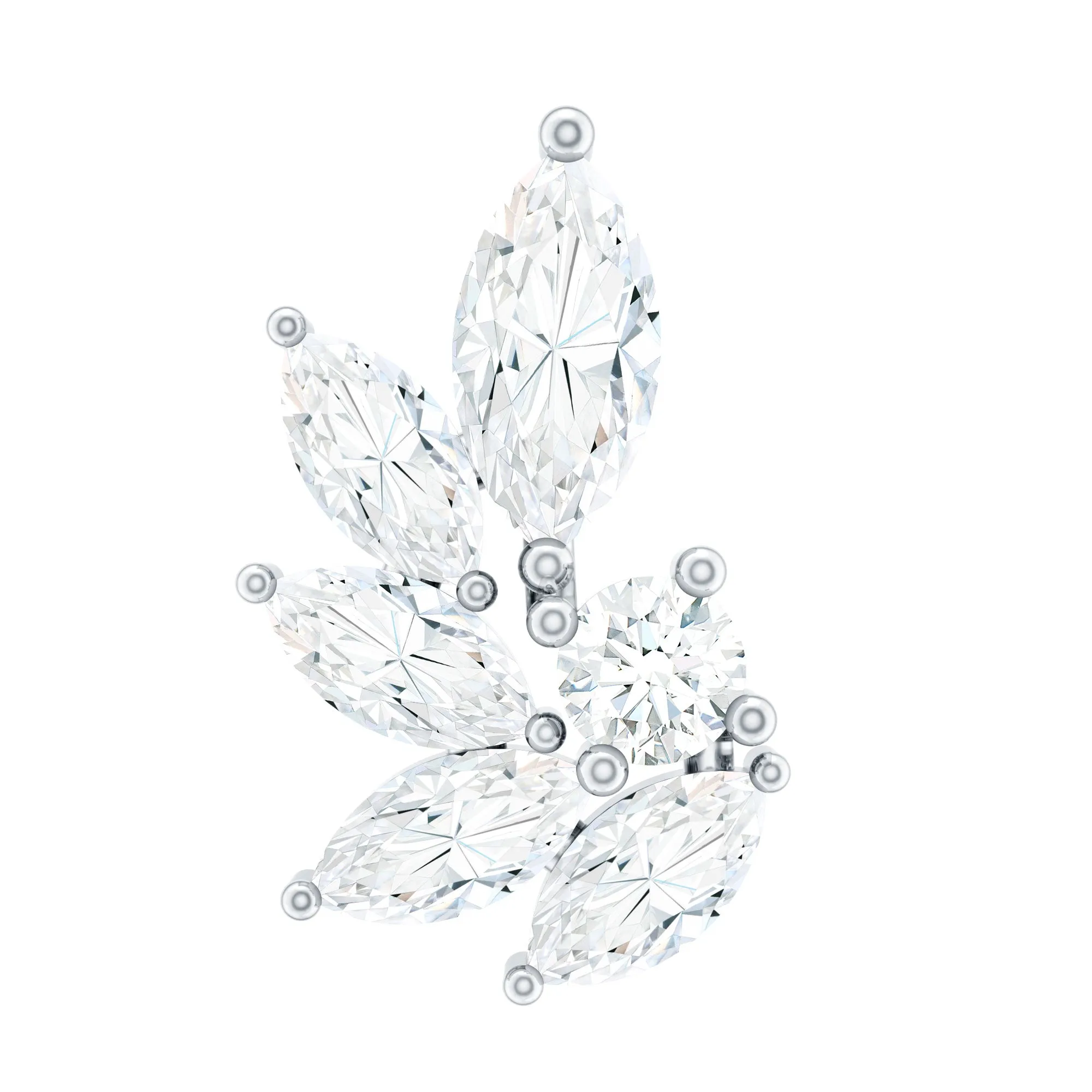 Marquise Cut Moissanite Cluster Cartilage Earring