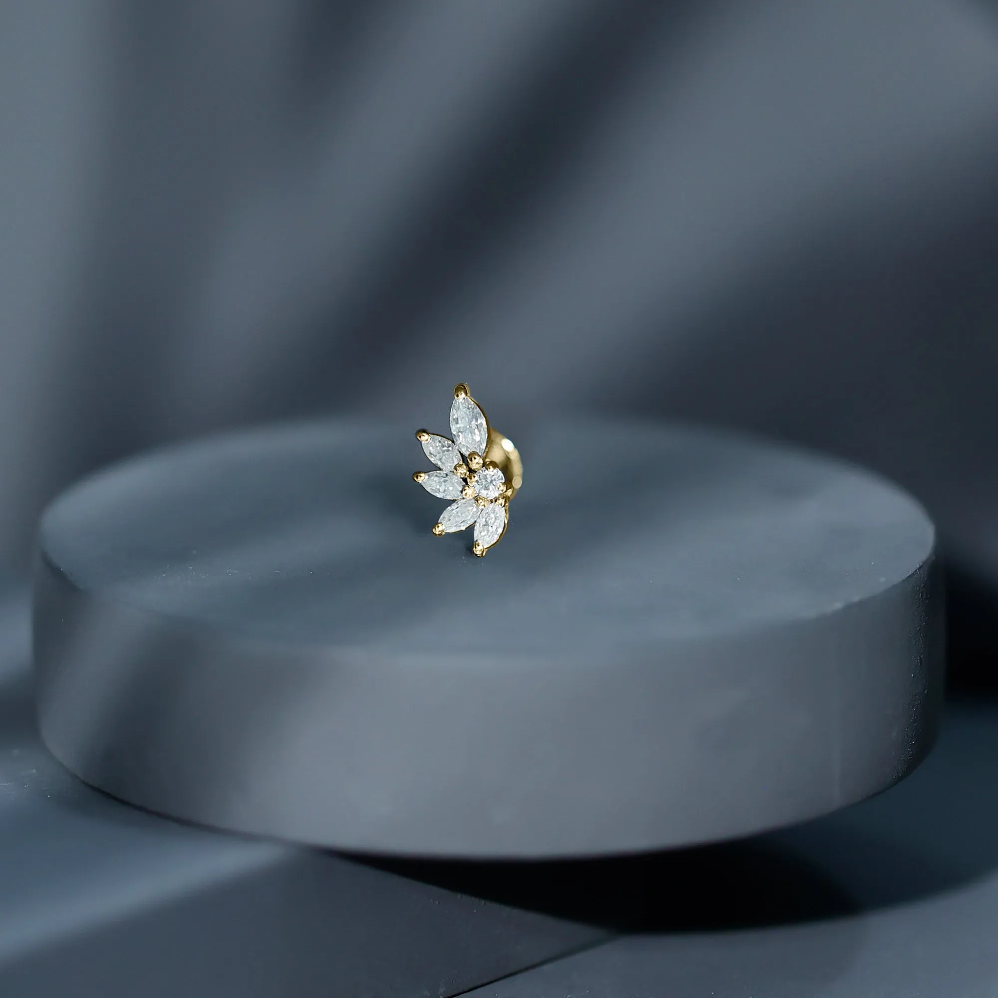 Marquise Cut Moissanite Cluster Cartilage Earring