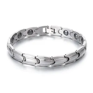 Men's Tungsten Steel Bracelet with Magnet and Bullet Inlay – Simple Business Fashion from Japan and South Korea