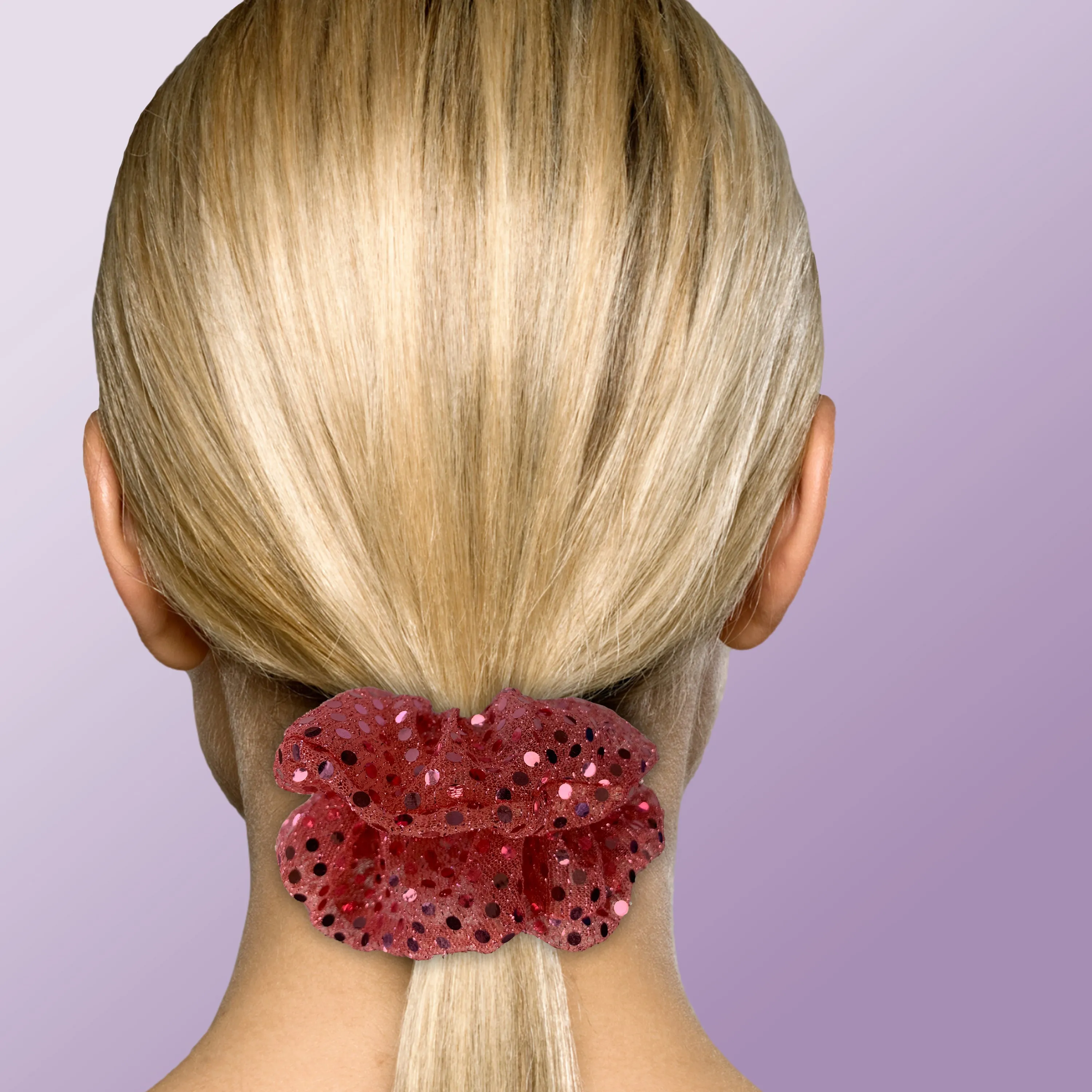 Metallic Sequin Scrunchies Available in 3 Sizes Coral