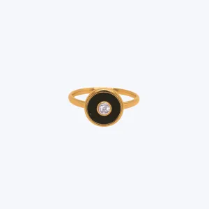 Mini Saucer Ring with Black Onyx