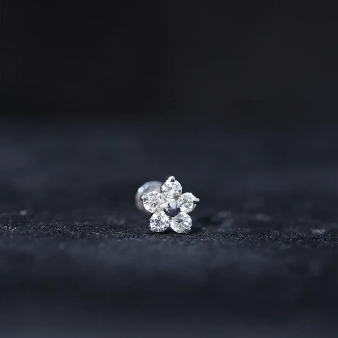 Moissanite Simple Flower Earring for Conch Piercing