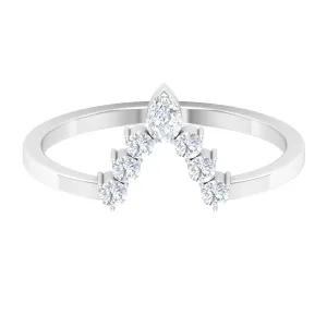 Moissanite V Shape Enhancer Wedding Band Ring