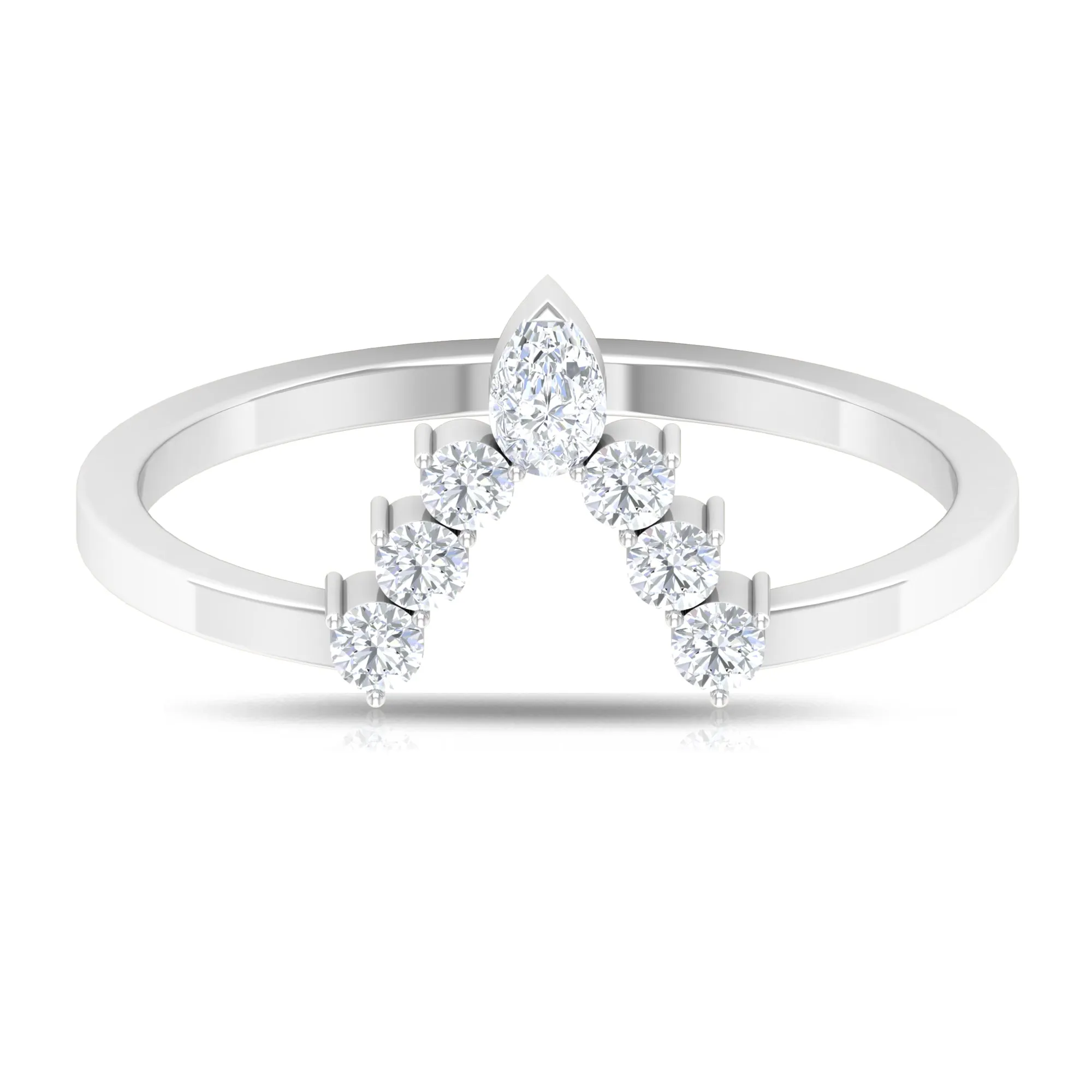 Moissanite V Shape Enhancer Wedding Band Ring