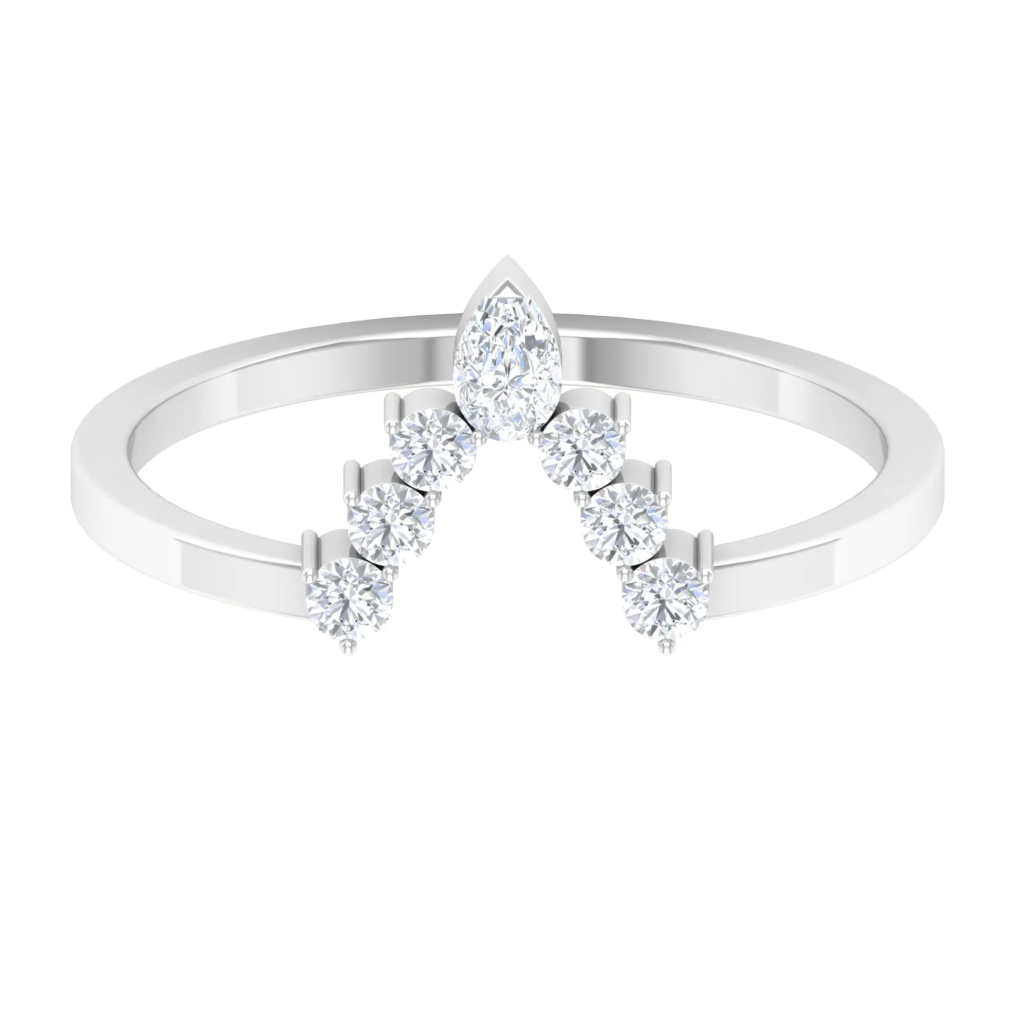 Moissanite V Shape Enhancer Wedding Band Ring