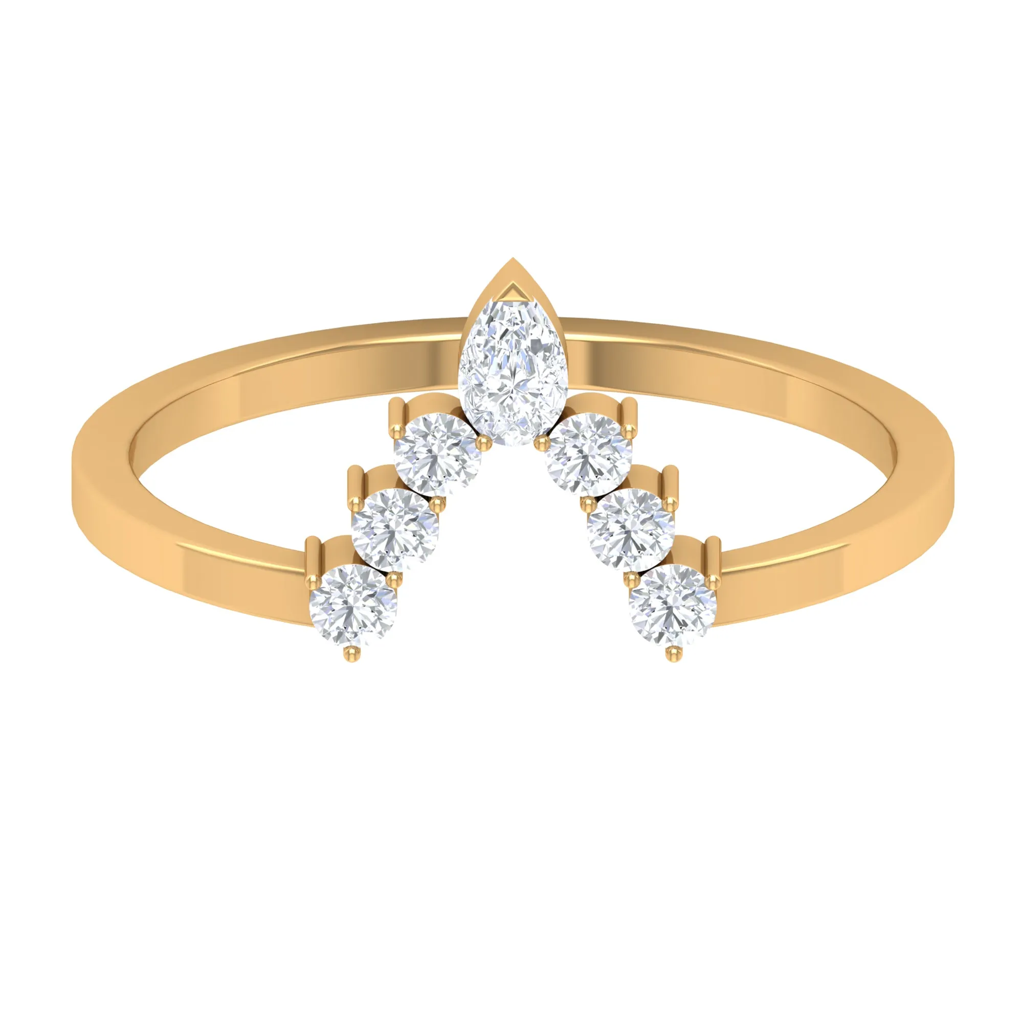 Moissanite V Shape Enhancer Wedding Band Ring