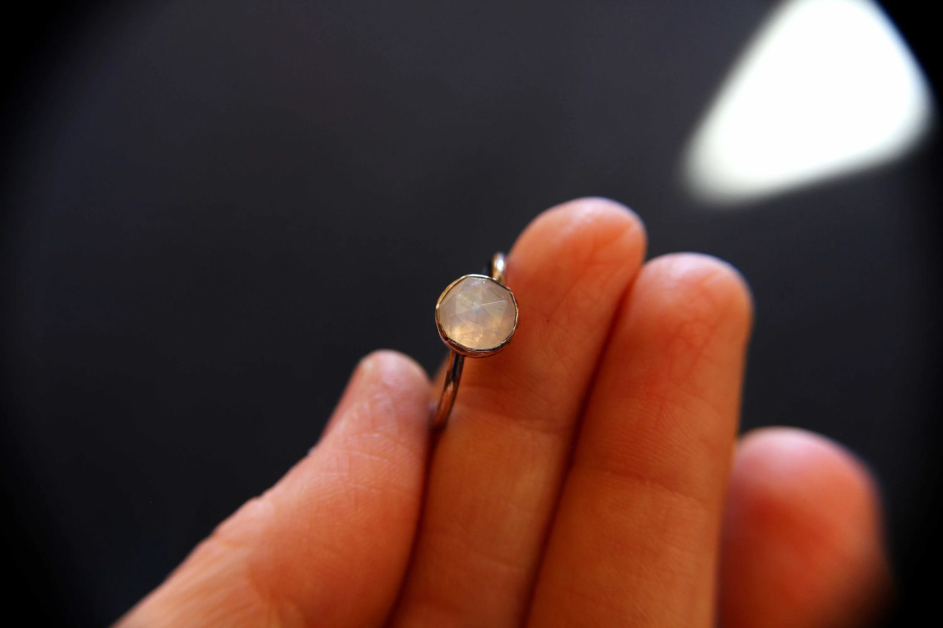 Moonstone Ring, Bypass Moonstone Ring, Faceted Moonstone Ring, Rainbow Moonstone Ring, Moonstone, Moonstone Jewelry, Bypass Ring, Gift