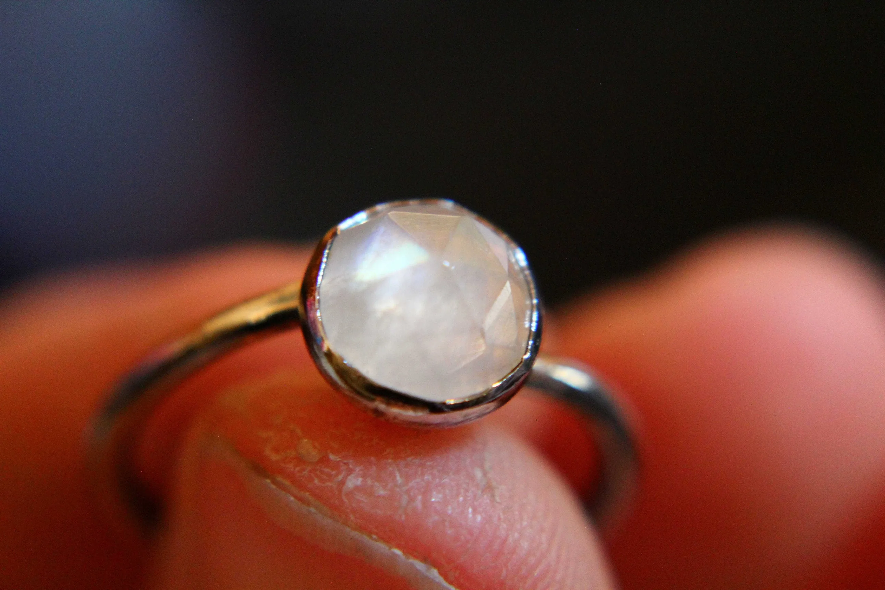 Moonstone Ring, Bypass Moonstone Ring, Faceted Moonstone Ring, Rainbow Moonstone Ring, Moonstone, Moonstone Jewelry, Bypass Ring, Gift