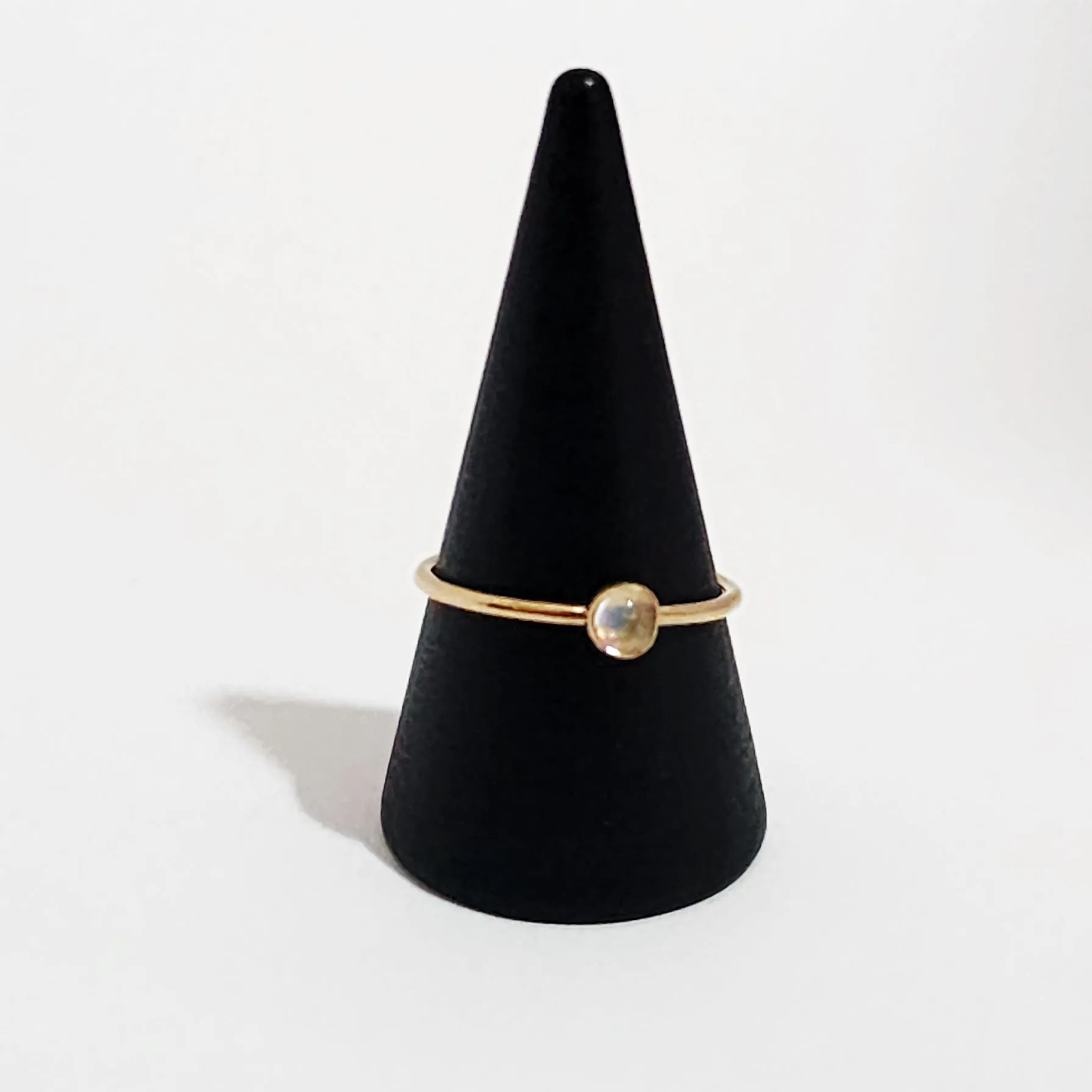 Moonstone Stacking Ring in 14 Karat Yellow Gold