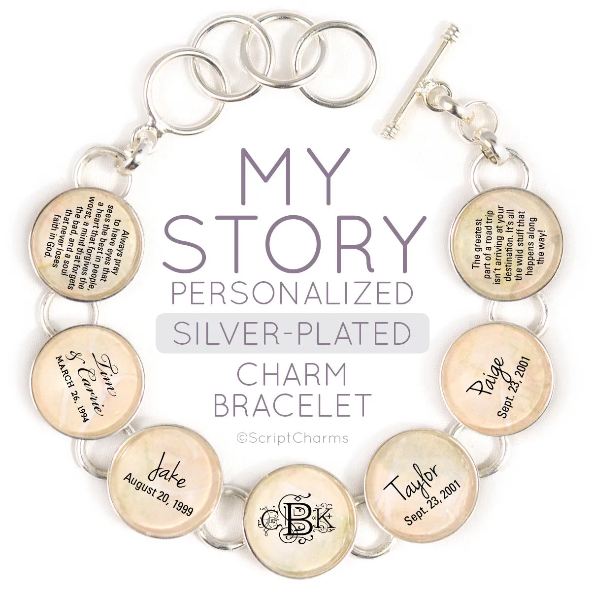 My Story - Silver-Plated Personalized Charm Bracelet