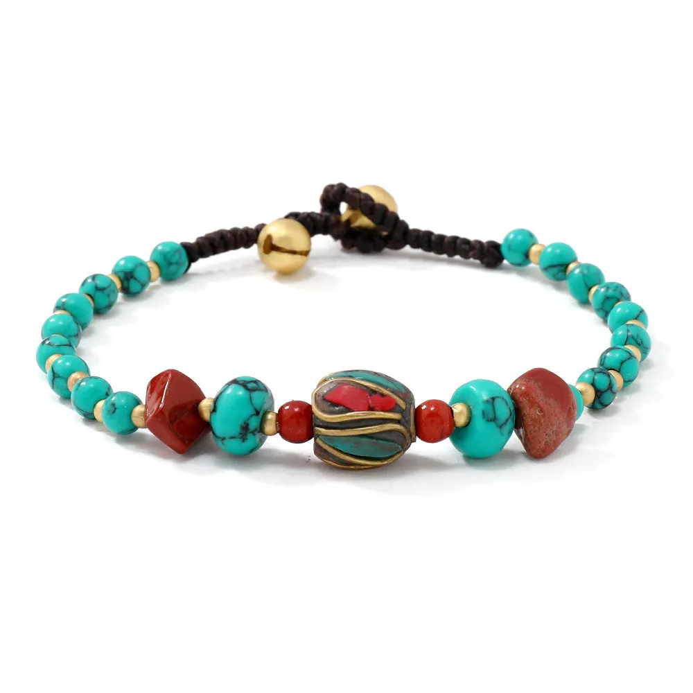 New Tibetan Ethnic Wind Bracelet Retro Simple Personality Nepal Pearl Series Woven Bracelet.