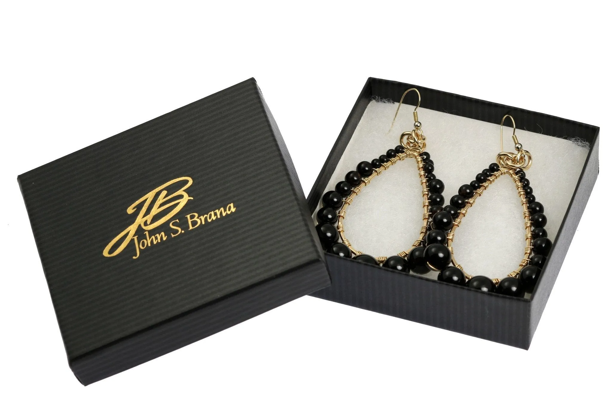 Onyx Wire Wrapped 14K Gold-filled Tear Drop Earrings