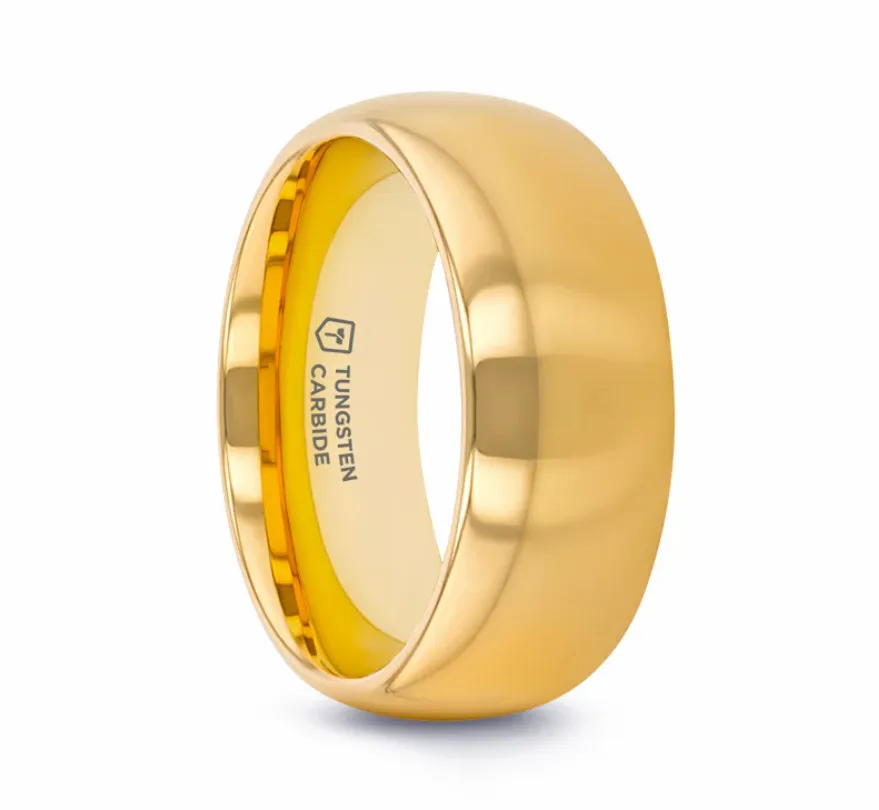 ORO Traditional Domed Gold-Plated Tungsten Carbide Wedding Ring