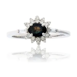 Oval Alexandrite & Diamond Classic Style Halo Ring