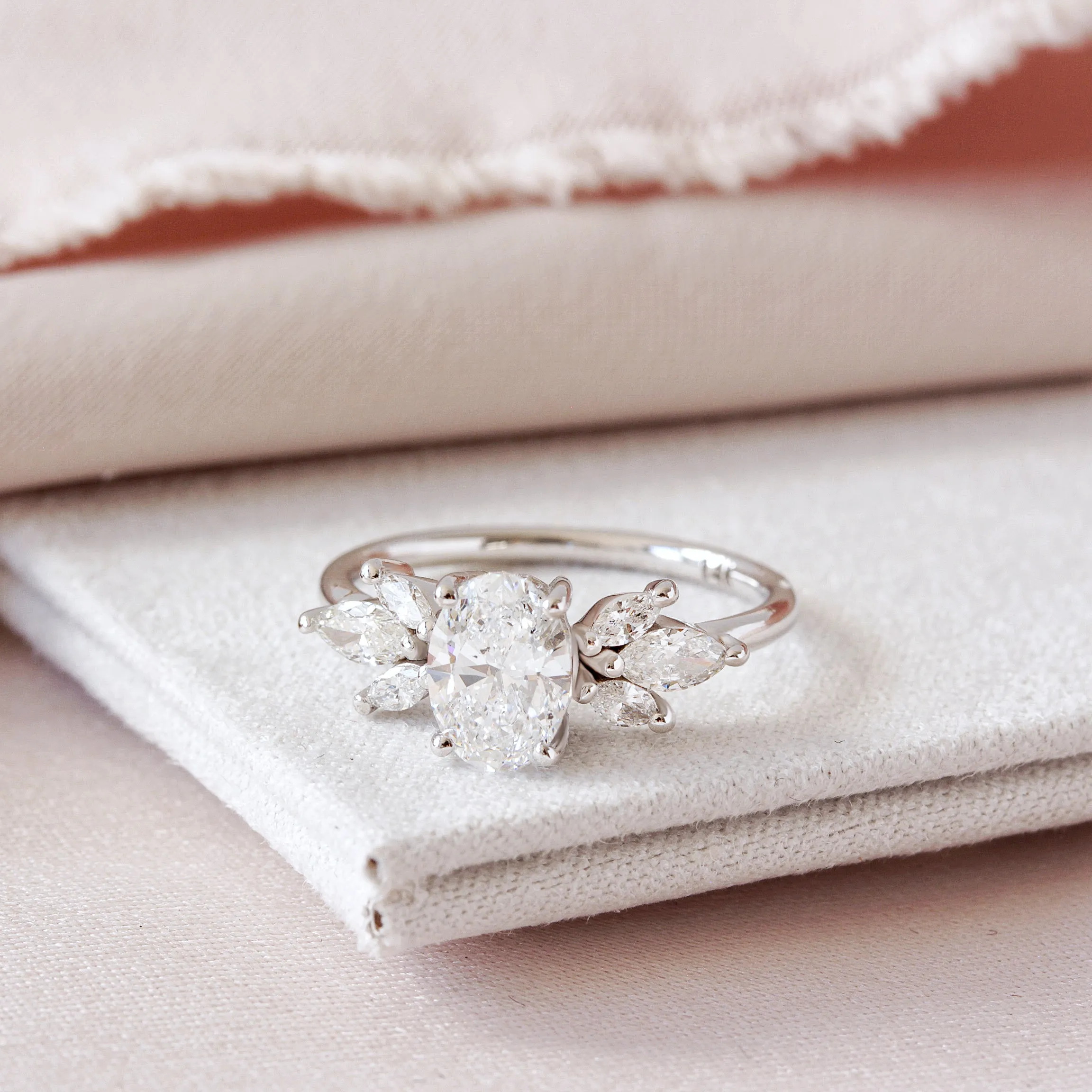 Oval Diamond Engagement ring, Hidden Halo - "Jordan"