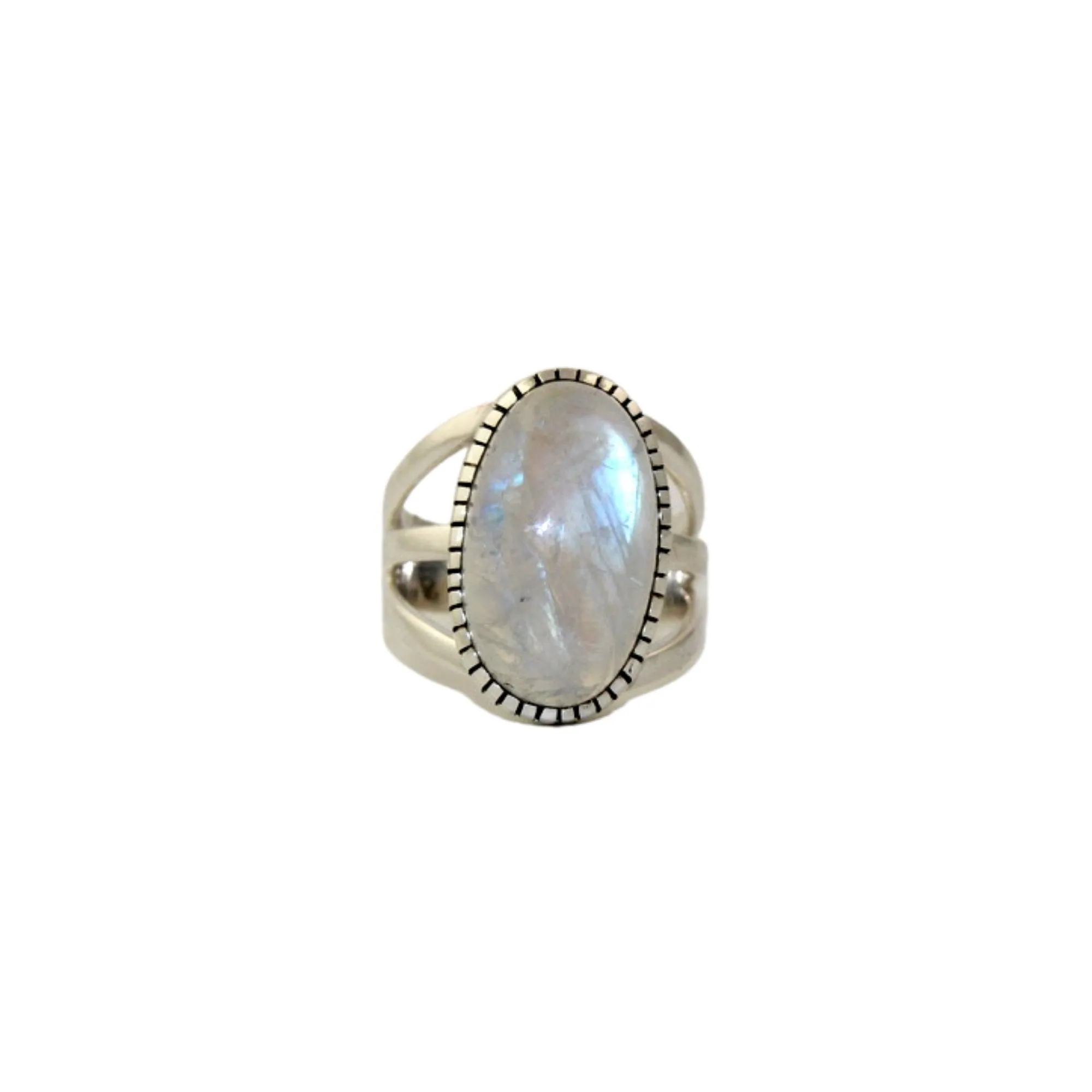 Oval Moonstone Split Shank Ring