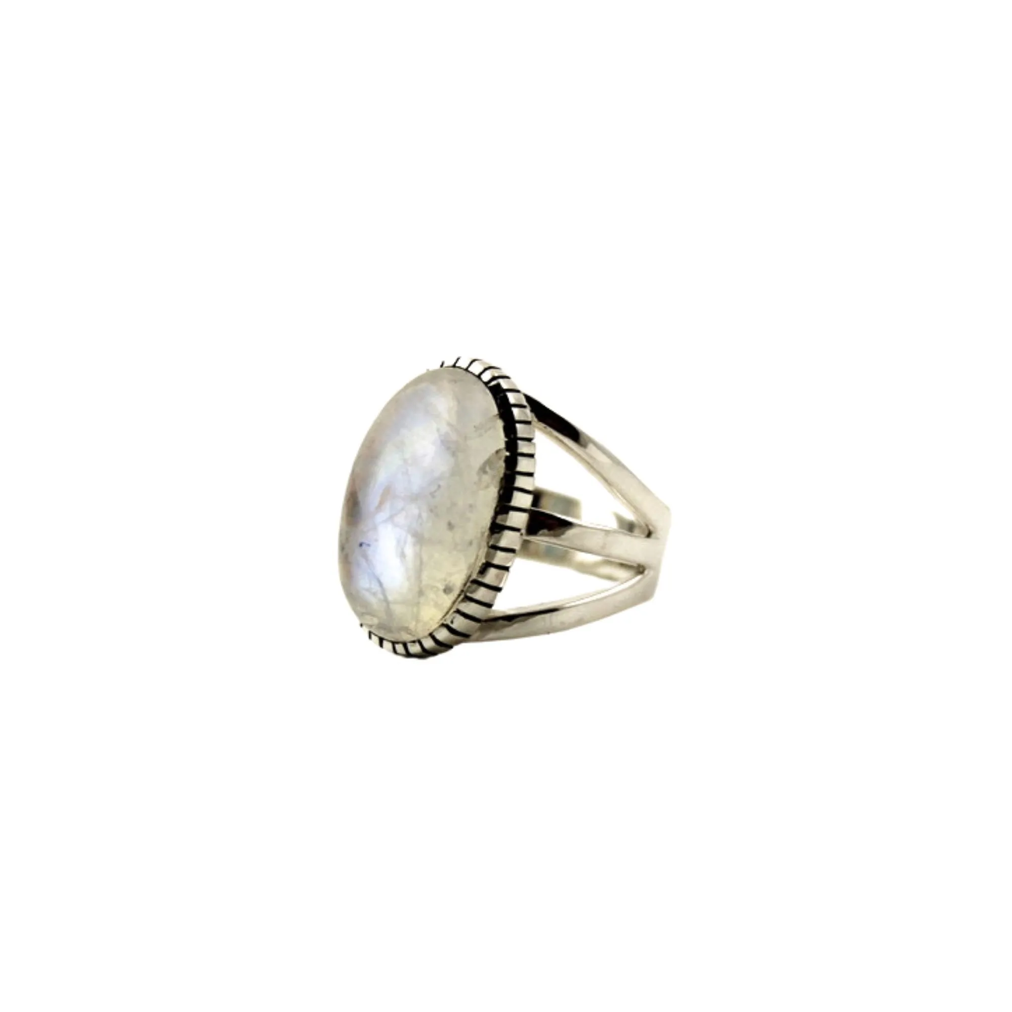 Oval Moonstone Split Shank Ring