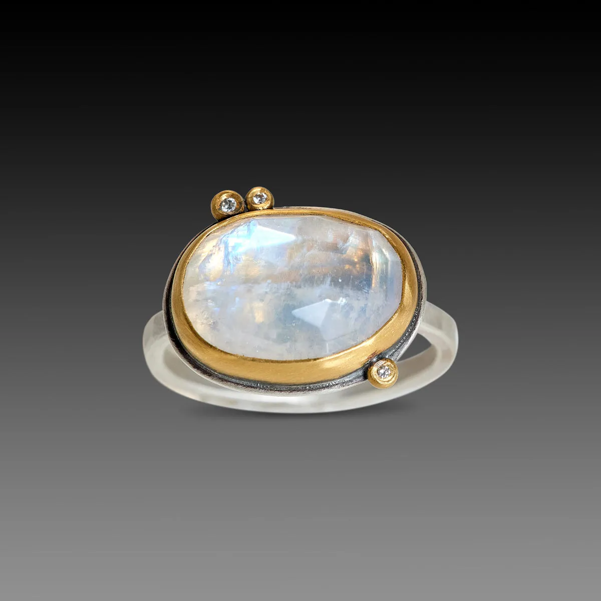 Oval Rainbow Moonstone Ring