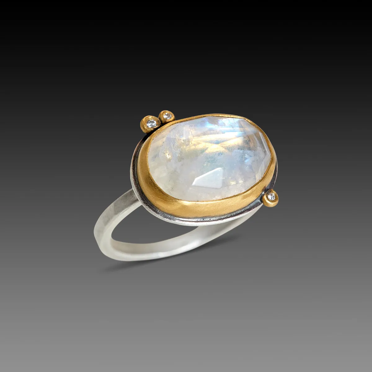 Oval Rainbow Moonstone Ring