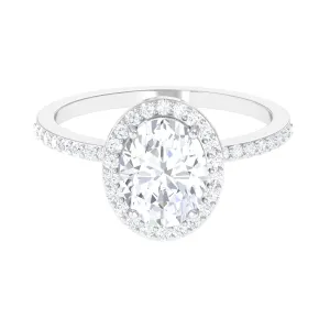 Oval Shape Moissanite Halo Engagement Ring