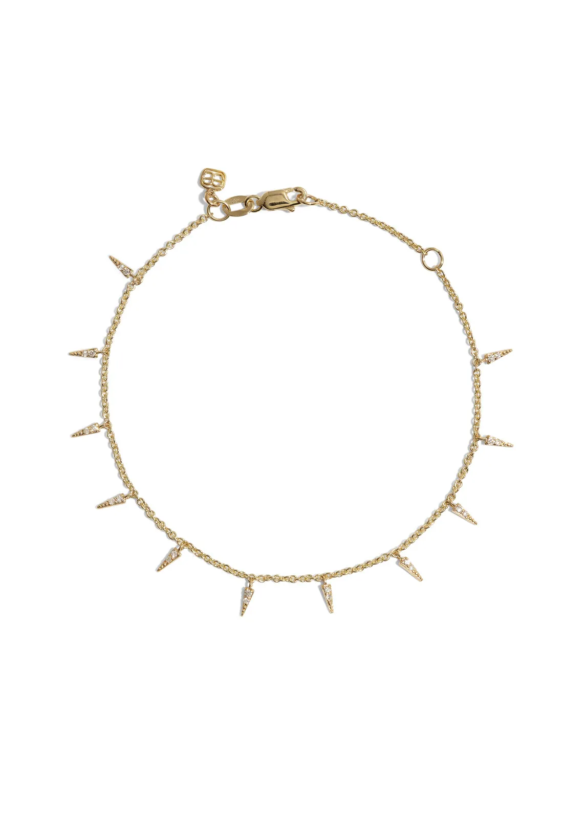 Pavé Diamond Fringe Drop Chain Yellow Gold Bracelet