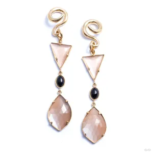 Peach Moonstone & Obsidian Dangles from Diablo Organics