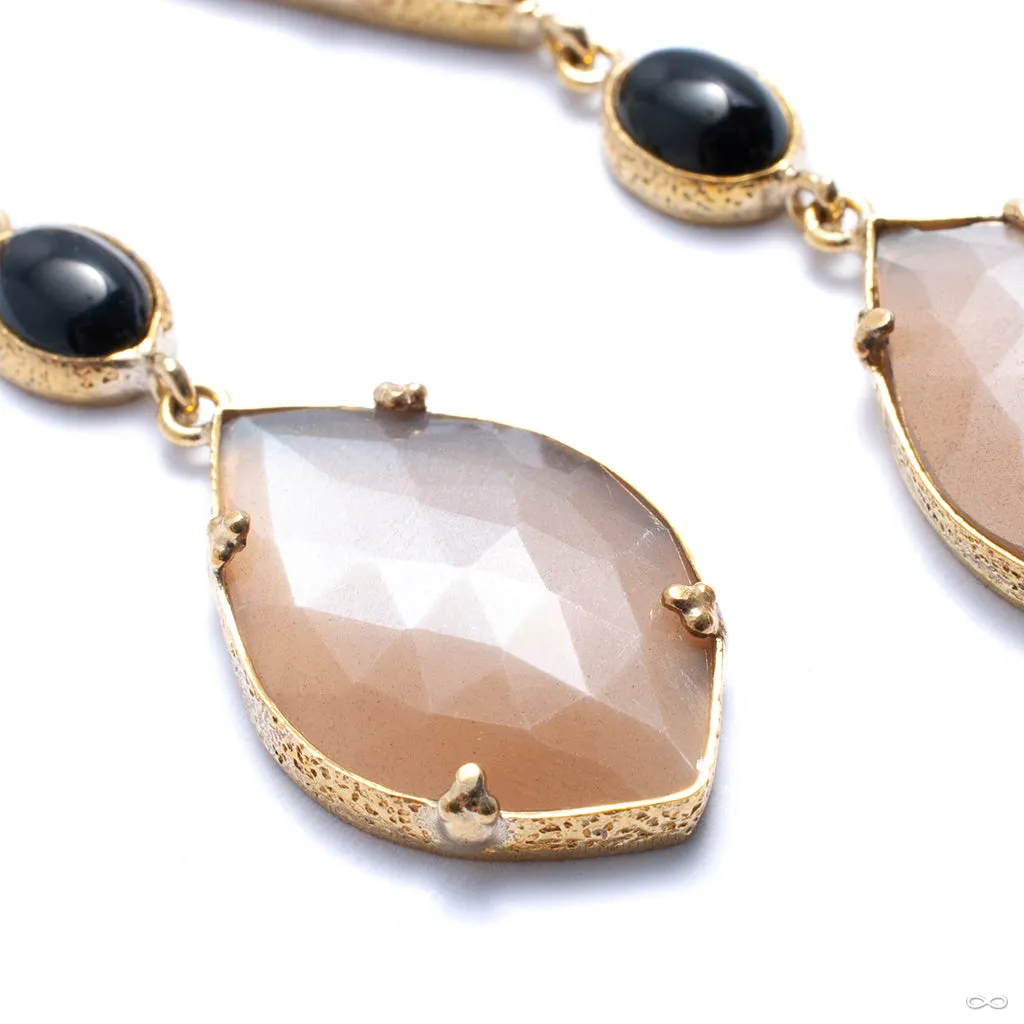 Peach Moonstone & Obsidian Dangles from Diablo Organics